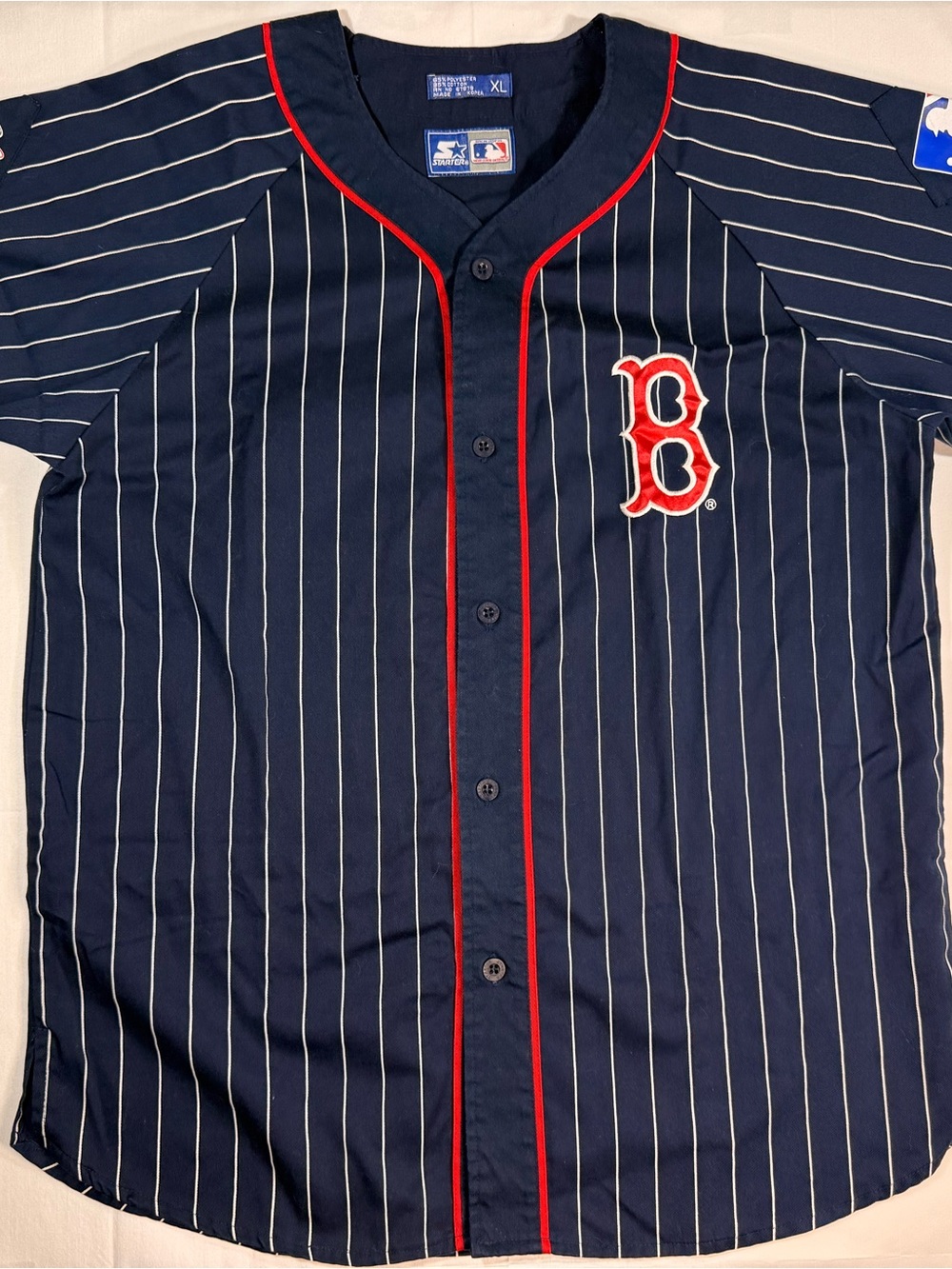 MLB Starter Navy Pinstripe Boston Red Sox Jersey